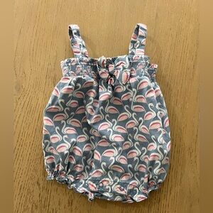 Janie & Jack swan bow bubble romper 0-3 months